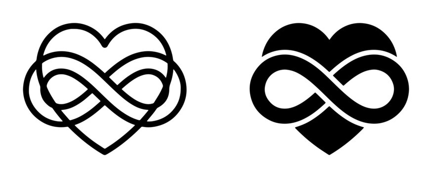 Heart infinity symbol silhouette for love logo