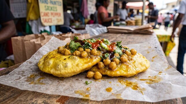 Authentic Trinidadian Doubles Street Food with Channa