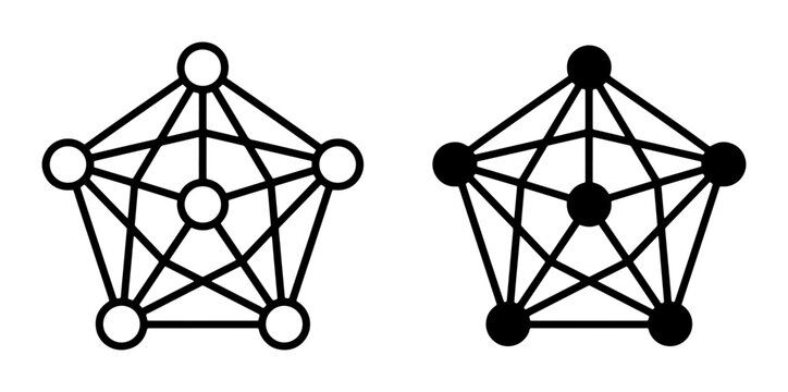 Network graph silhouette for science or technology logo