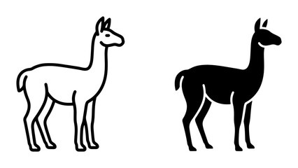 Black llama silhouette side view for logo element © Anisur