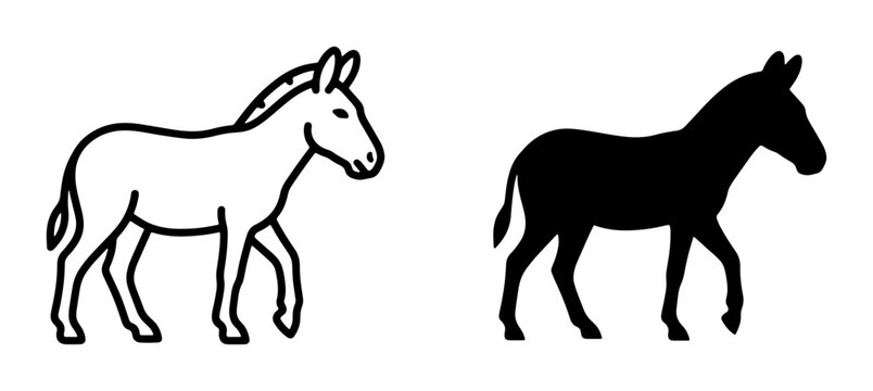 Donkey silhouette walking for logo or print