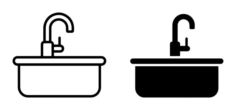 Sink and faucet silhouette for logo or print