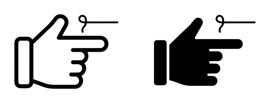 Index finger pointing right with string on finger silhouette
