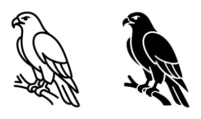 Fototapeta premium Eagle silhouette perched on a branch for logo