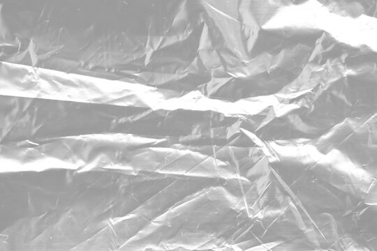 package mockup, plastic wrap transparent texture overlay effect. polyethylene packaging of vinyl wrap. shrink crumpled plastic bag sleeve.
