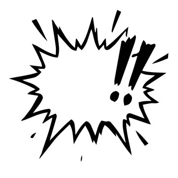 Hand Drawn Comic Exclamation Speech Bubble Explosion Starburst Shout Doodle PNG Illustration
