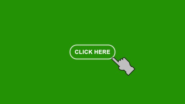 A click here button label with a cursor arrow icon in outlined style on white background for web ui interaction