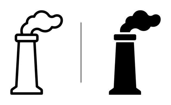 Factory chimney with smoke silhouette for industry logo