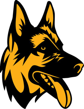 German shepherd or dog head minimal icon vector logo illustration high quality transparent PNG