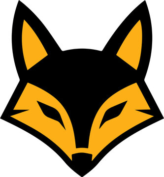 Minimalist yellow fox head vector logo design illustration high quality transparent PNG