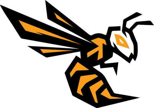 Minimal yellow bee vector logo illustration high quality transparent PNG