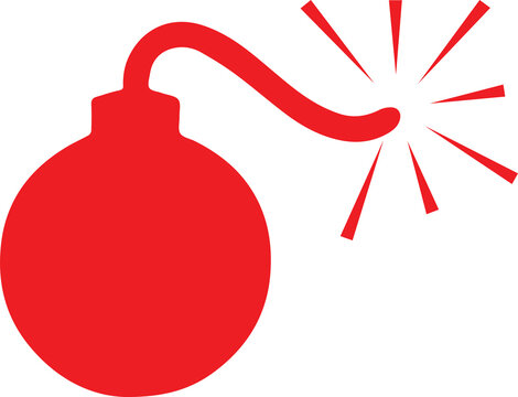 Minimal red bomb vector logo illustration high quality transparent PNG
