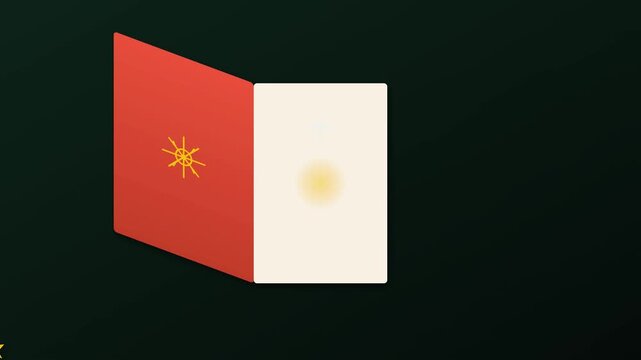 Minimalist Animated Greeting Card Opening with Golden Star and Cross Symbols on Dark Background