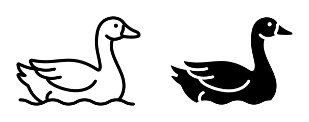 Fototapeta premium Goose swimming silhouette for logo element