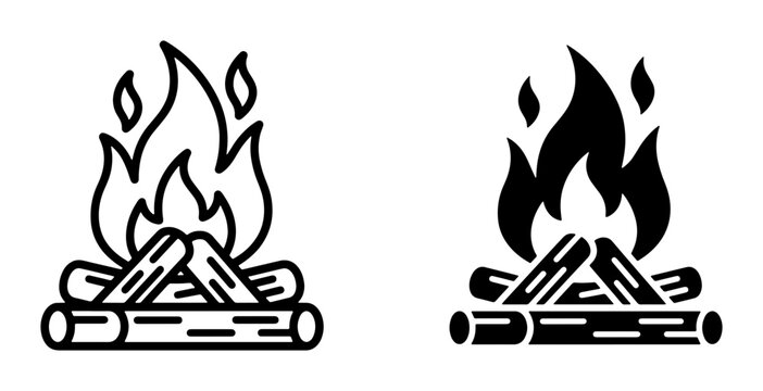 Campfire silhouette for camping or outdoor logo