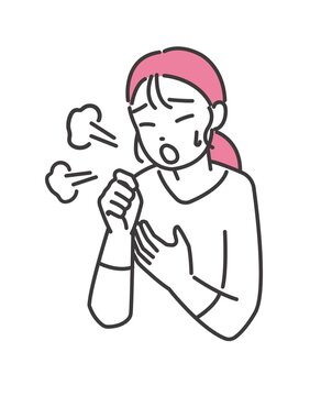 咳をする女性のベクターイラスト