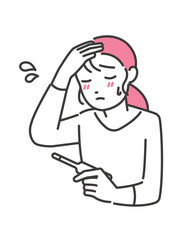 Fototapeta premium 発熱する女性のベクターイラスト