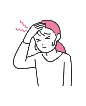 頭痛に悩む女性のベクターイラスト