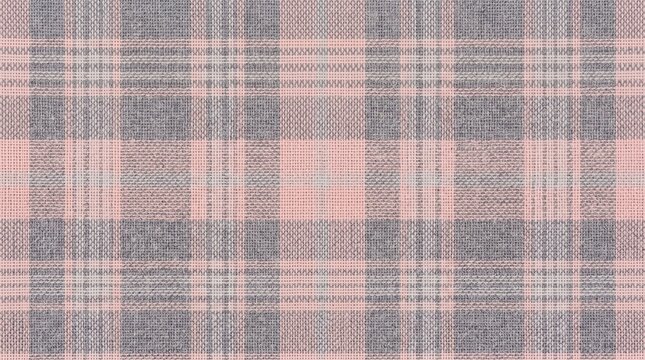 Pink and Grey Tartan Plaid Pattern Textile Background Showing Soft Woven Wool Material for Apparel Design and Winter Fashion Branding