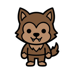 Fototapeta premium Cute Cartoon Wolf Character Illustration with Childlike Features