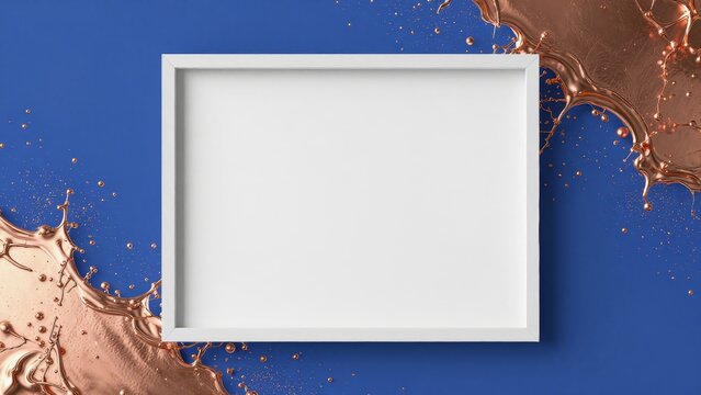 Blank Frame on Colorful Background with Liquid Splash Elements