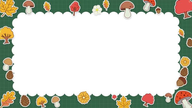 Autumn Nature Border with Scalloped Cloud Frame Motion Loop