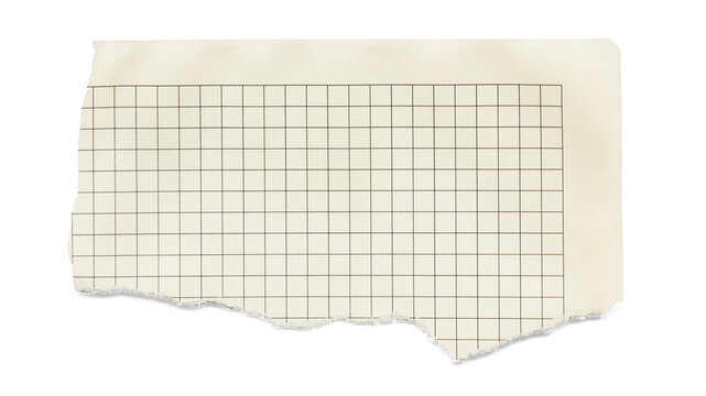 Torn graph paper with grid lines, isolated on transparent background