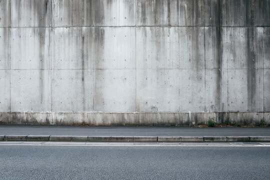 Weathered Concrete Wall Beside Road and Sidewalk