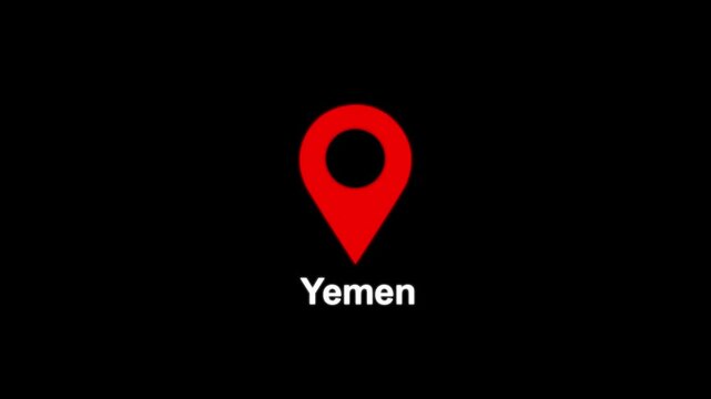 Location marker with Yemen text on black background map pointer pin location Yemen