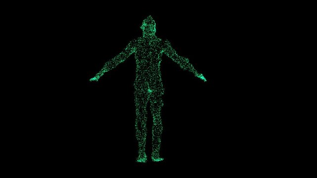 Particle animation forming a human body - 4K