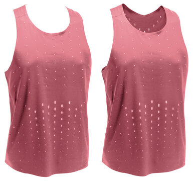 Running shirt or sports tank top or running shirt isolated on white background. Breathable athletic shirt concept with clipping path for activewear catalog design png file.