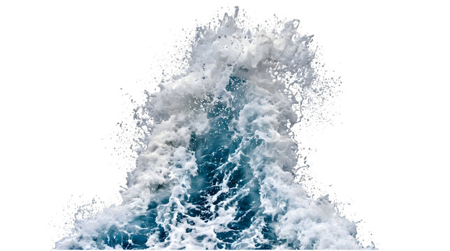 Dramatic ocean wave splash on transparent background PNG