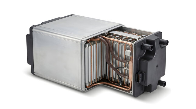 Electric vehicle battery cooling module with layered thermal plates, copper conductors and compact enclosure for advanced energy storage systems