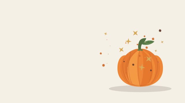 Minimalist 2D animation of a stylized orange pumpkin on a white background