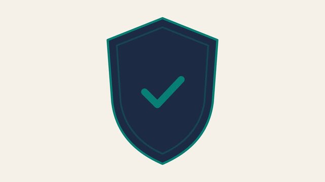 Minimalist blue shield icon with teal outline isolated on white background for security concept