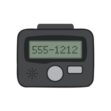 Vector pictogram of a vintage belt clip pager with digital display