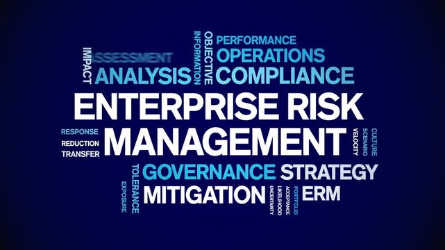 Enterprise Risk Management animated word cloud-animation tag kinetic typography seamless loop.