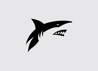 Fototapeta premium Aggressive Shark Silhouette Logo Design