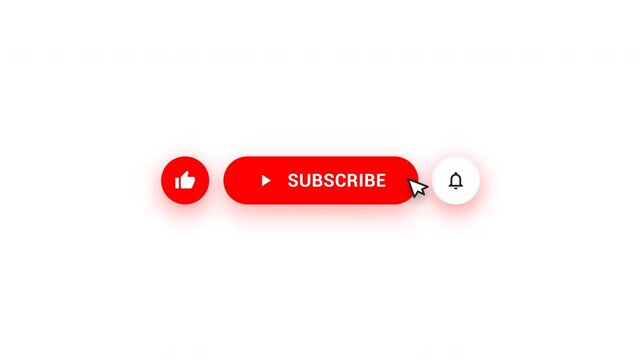 Pop up youtube subscribe button set with like and bell icons