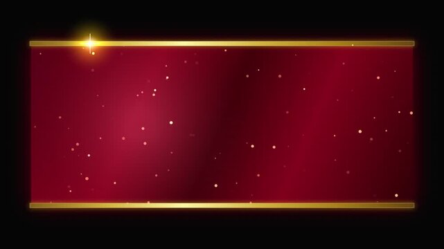 Red and gold christmas frame with glowing particles and sparkle overlay border