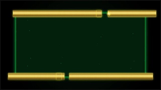 Golden scroll frame with glowing green screen overlay for cinematic titles and text border