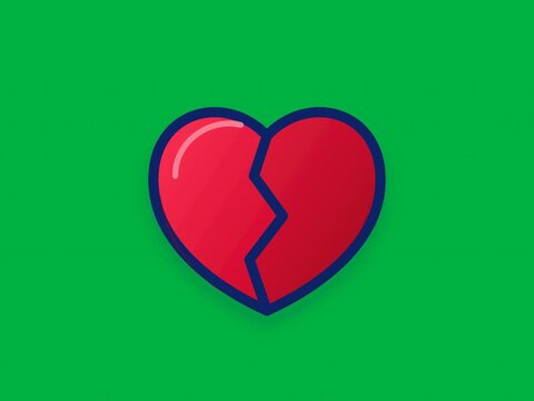 A red broken heart icon animates by separating and reconnecting.