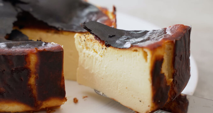 Basque burnt cheesecake creamy cross section