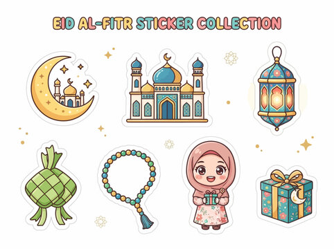 Eid Al-Fitr Celebration Stickers Pack.
