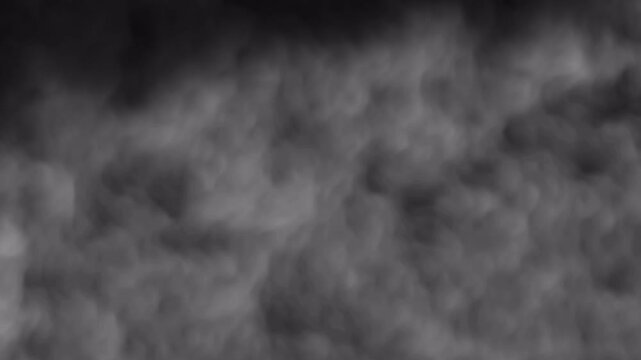 Moving fog smoke overlay on transparent background, looping on alpha channel