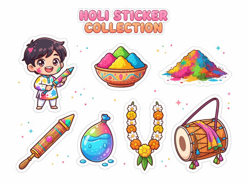 Holi Celebration Sticker Pack.