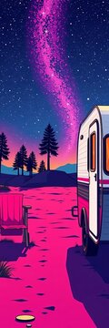 Travel trailer camper hair don't care clip art, road trip, nature