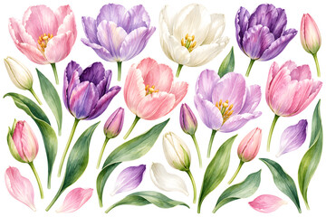 Obraz premium WATERCOLOR TULIP BOTANICAL