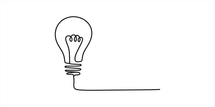 Continuous single line drawing of a light bulb representing a bright idea and creative innovation concept