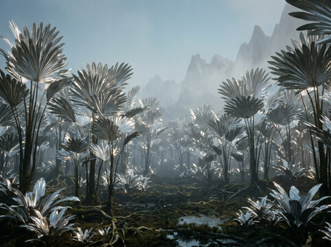Thousands of Mirror-Like Leaves Shine in an Alien Ecosystem
